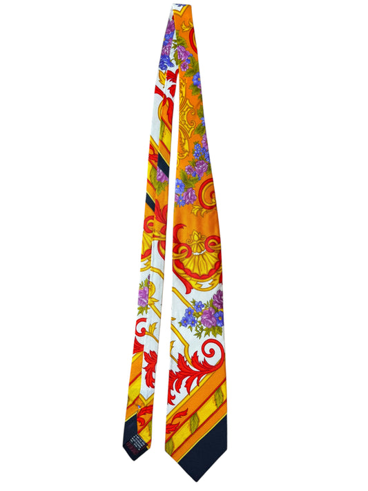 Cravatta Gianni Versace Vintage in Seta – Barocco Floreale Multicolore