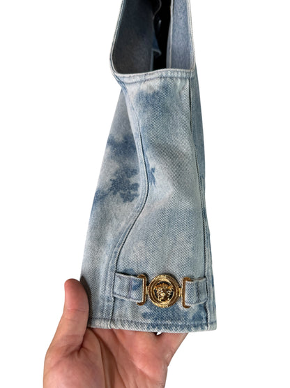 Versace Gilet Uomo in Denim Azzurro con Dettagli Medusa – Taglia 48 IT