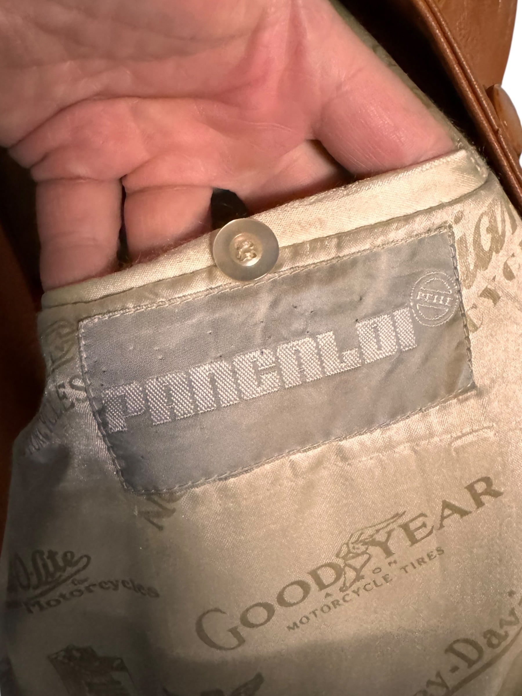 Giacca vintage Pancaldi in pelle ovina con colletto shearling made in Italy — foto 10