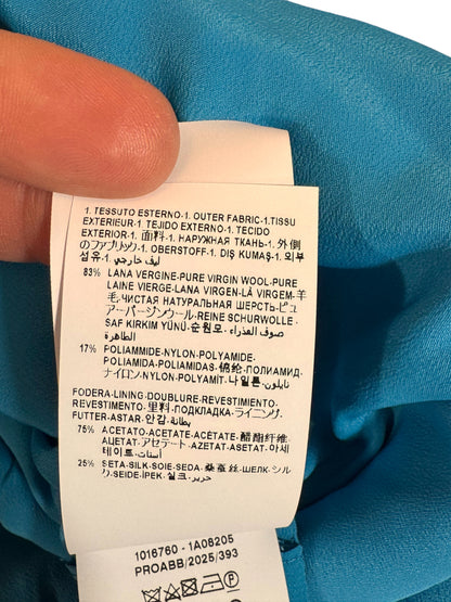 Versace Gonna in Lana Vergine Check Blu con fibbia Medusa Oro