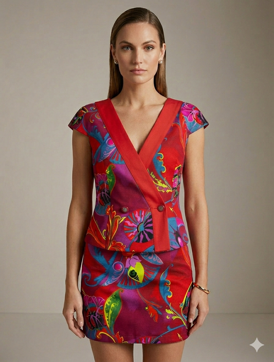 Completo vintage Istante by Gianni Versace con stampa orientale anni 90 tg 42