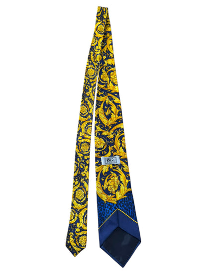 Cravatta vintage V2 by Versace barocca leopardata seta 100% Made in Italy