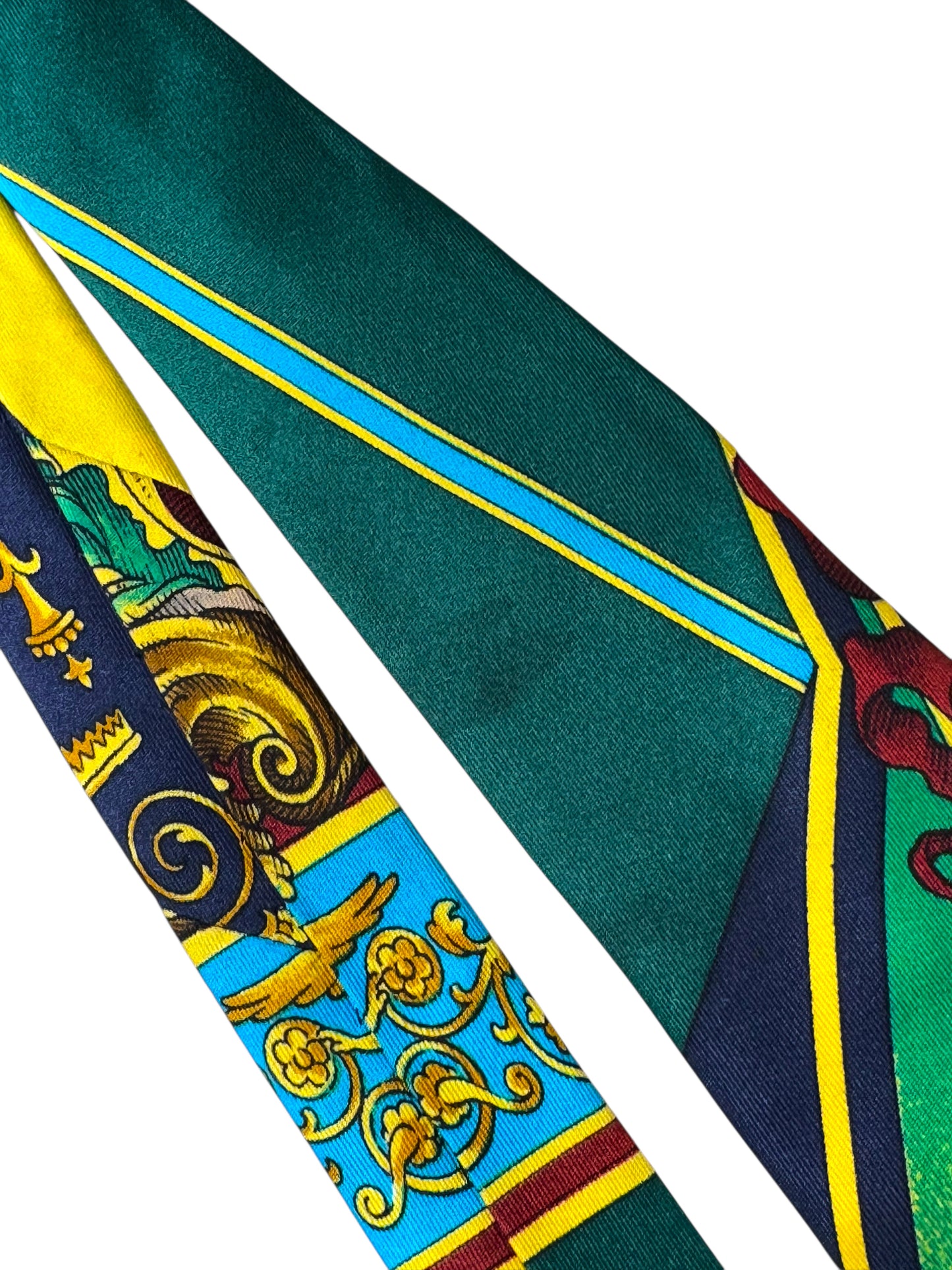 Cravatta Vintage Gianni Versace – Stampa Barocca con Angeli – 100% Seta Made in Italy