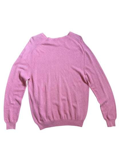 Maglione Etro Milano rosa 100% cotone ricamo logo taglia XL