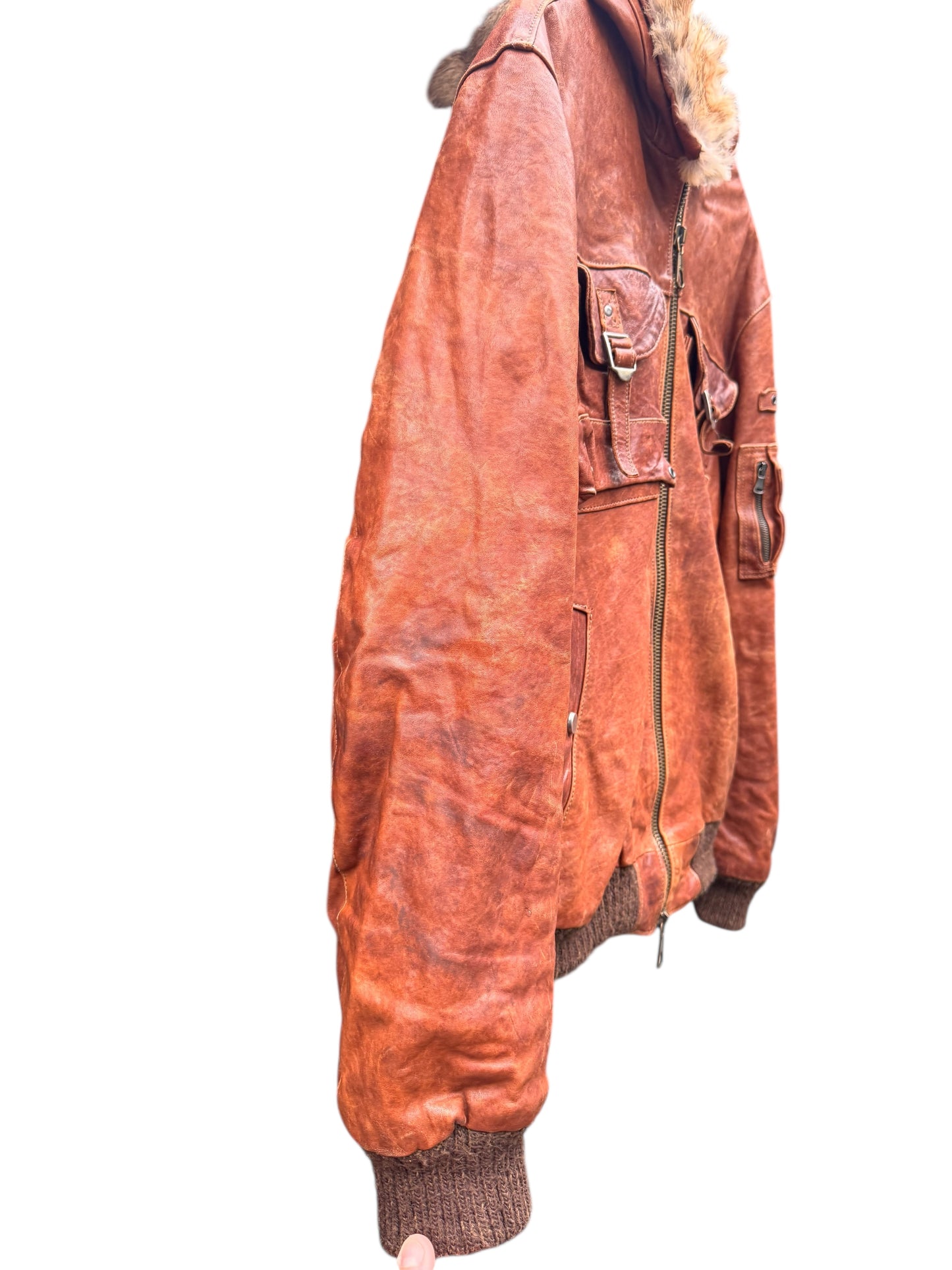Giacca pelle vera con cappuccio e pelliccia - Made in Italy