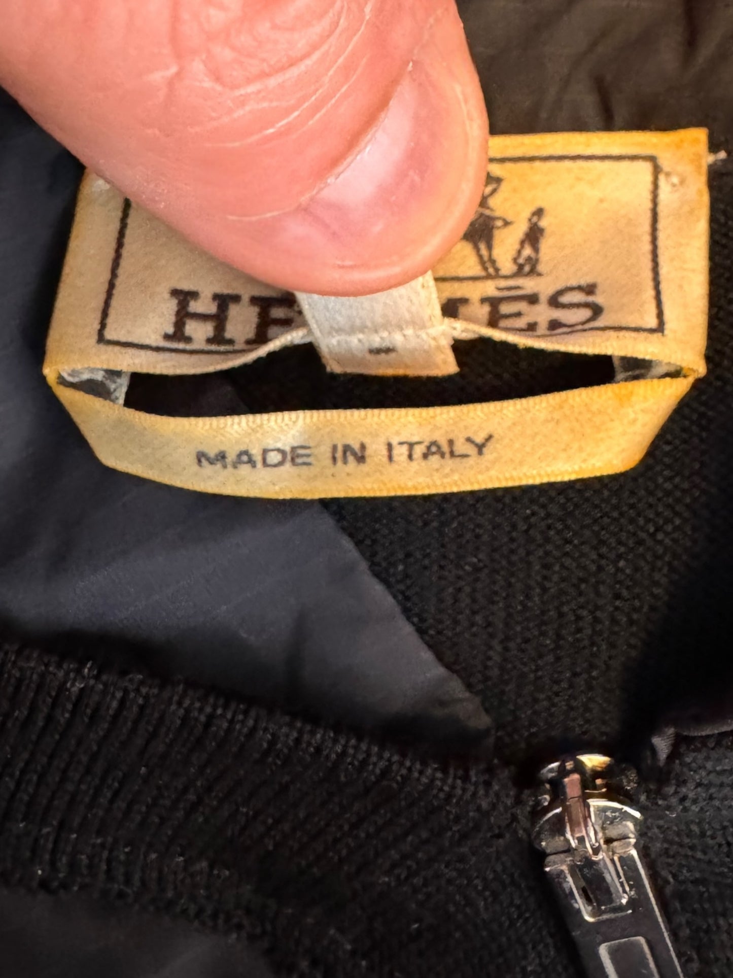 Hermès giacca con cappuccio lana e inserti tessuto tecnico nera zip frontale S — foto 10