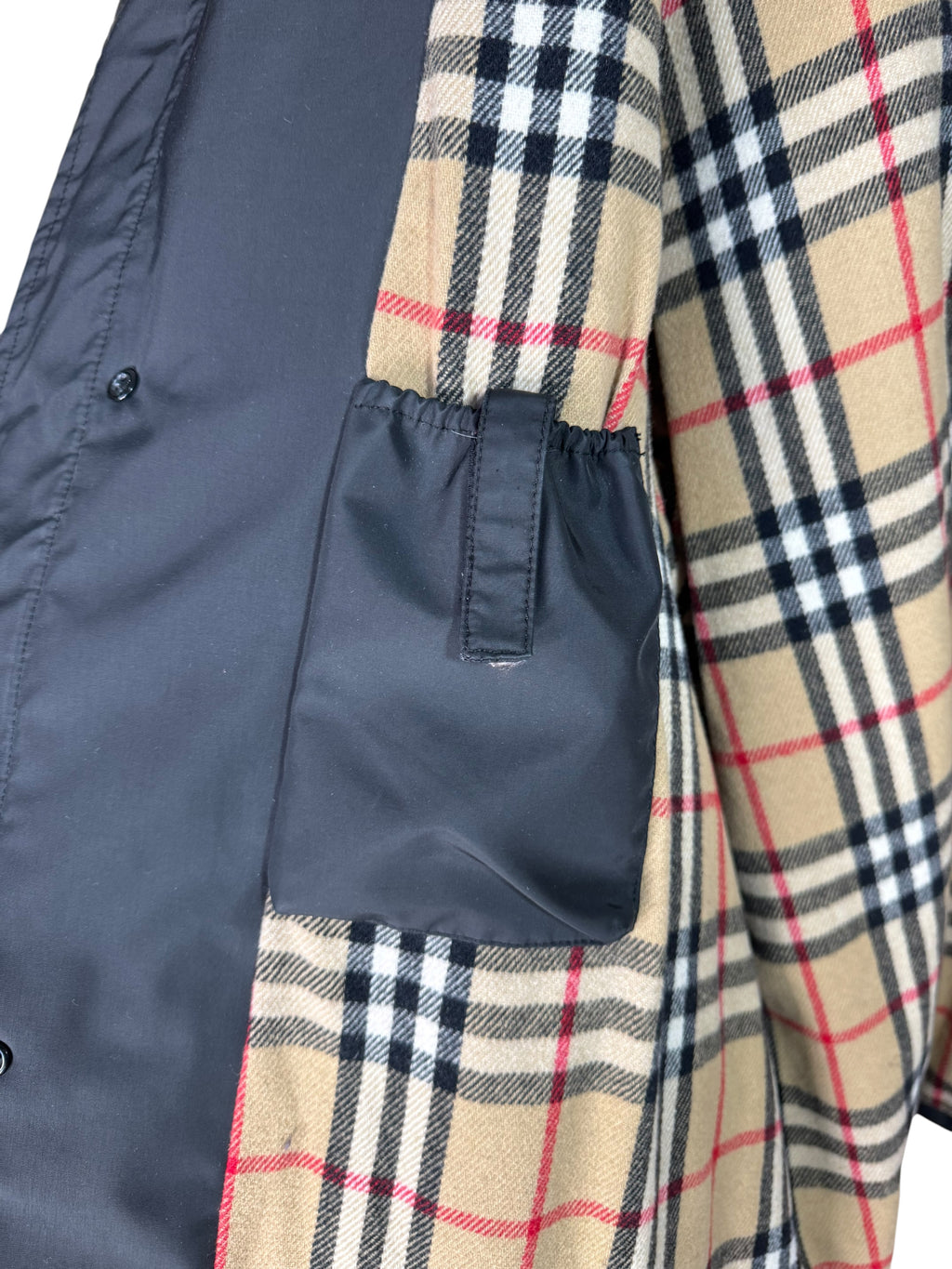 Burberry’s Piumino Giacca Nero Check Nova Cappuccio Taglia 54