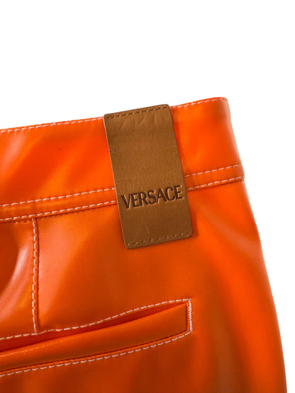 Versace Shorts Uomo Arancione – Effetto Lucido Gommato – Taglia 48