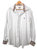 Camicia Burberry London Slim Fit bianca con dettagli check, taglia XXL