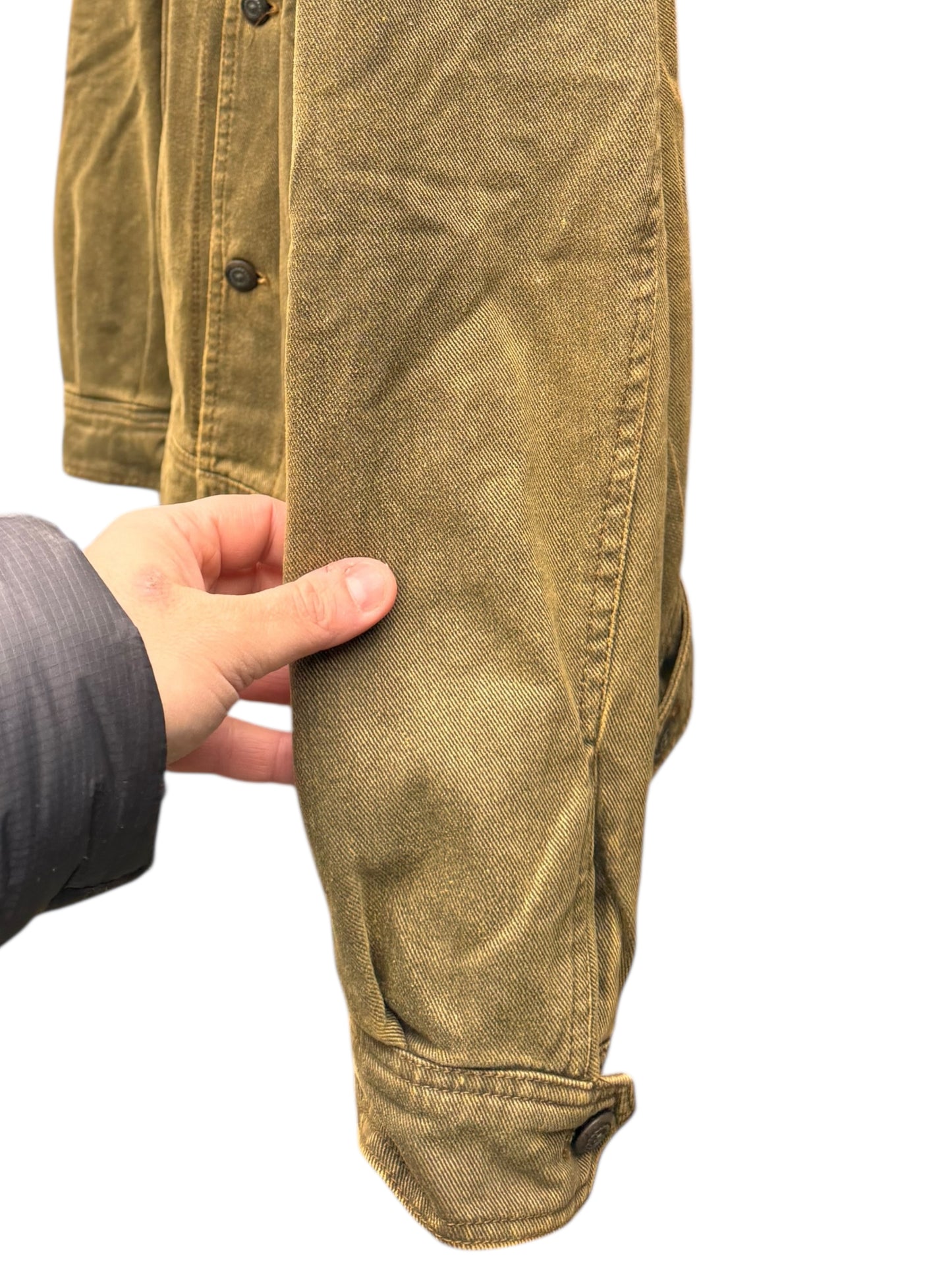 Giacca Camel Collection in cotone imbottita con colletto in pelle vintage