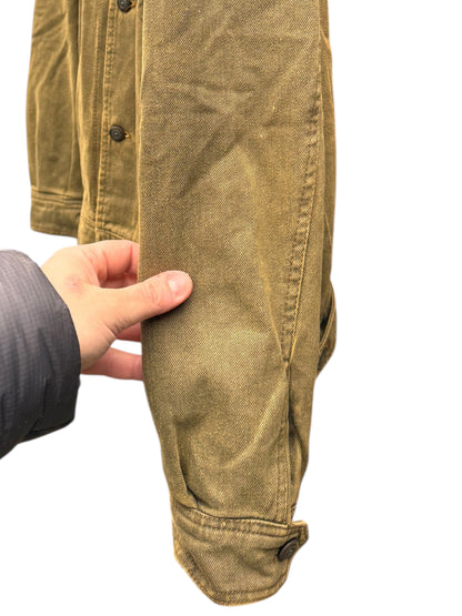 Giacca Camel Collection in cotone imbottita con colletto in pelle vintage