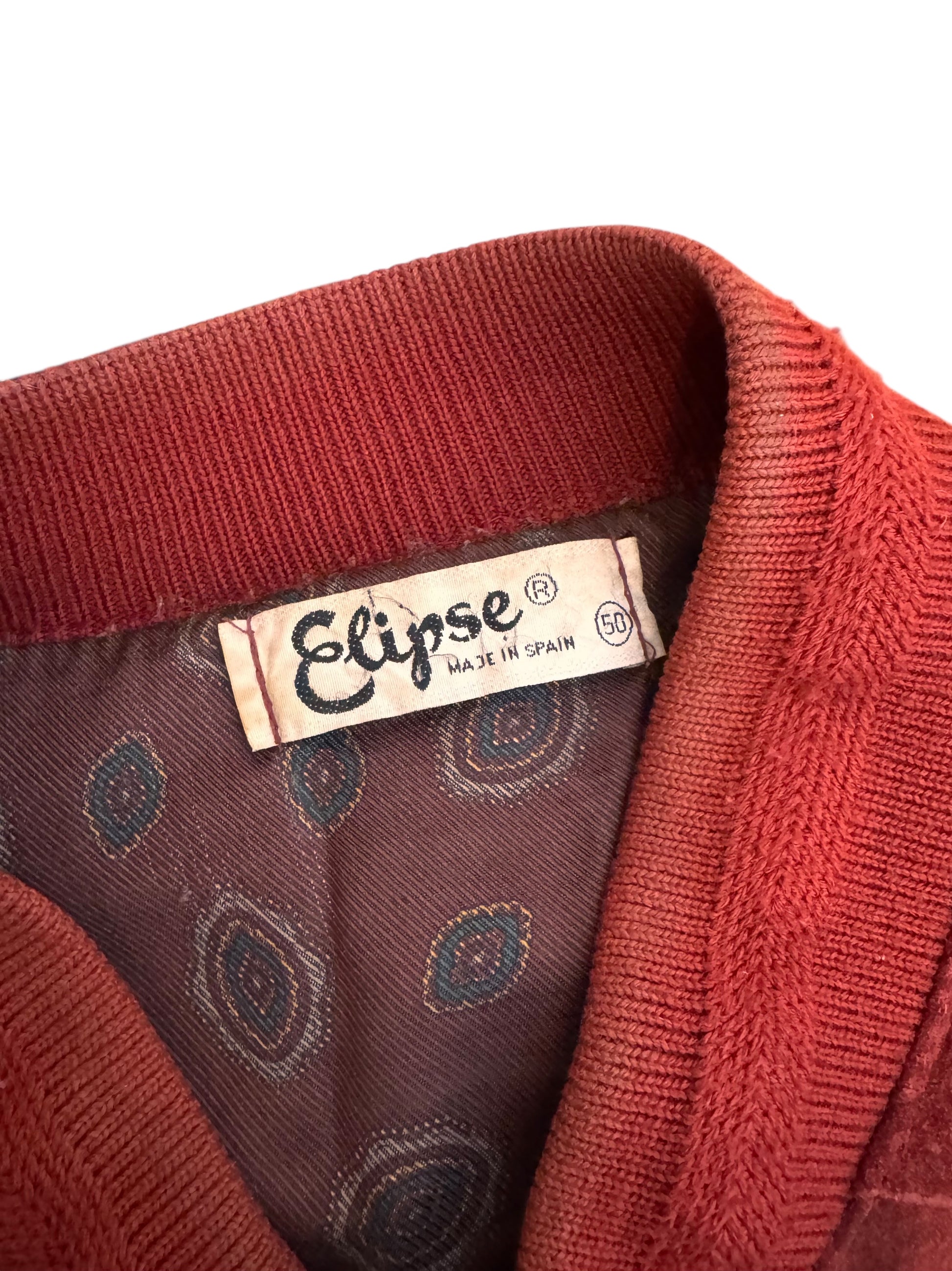 Giacca vintage Eclipse velluto bordeaux pelle inserti ricamo Made in Spain — foto 7