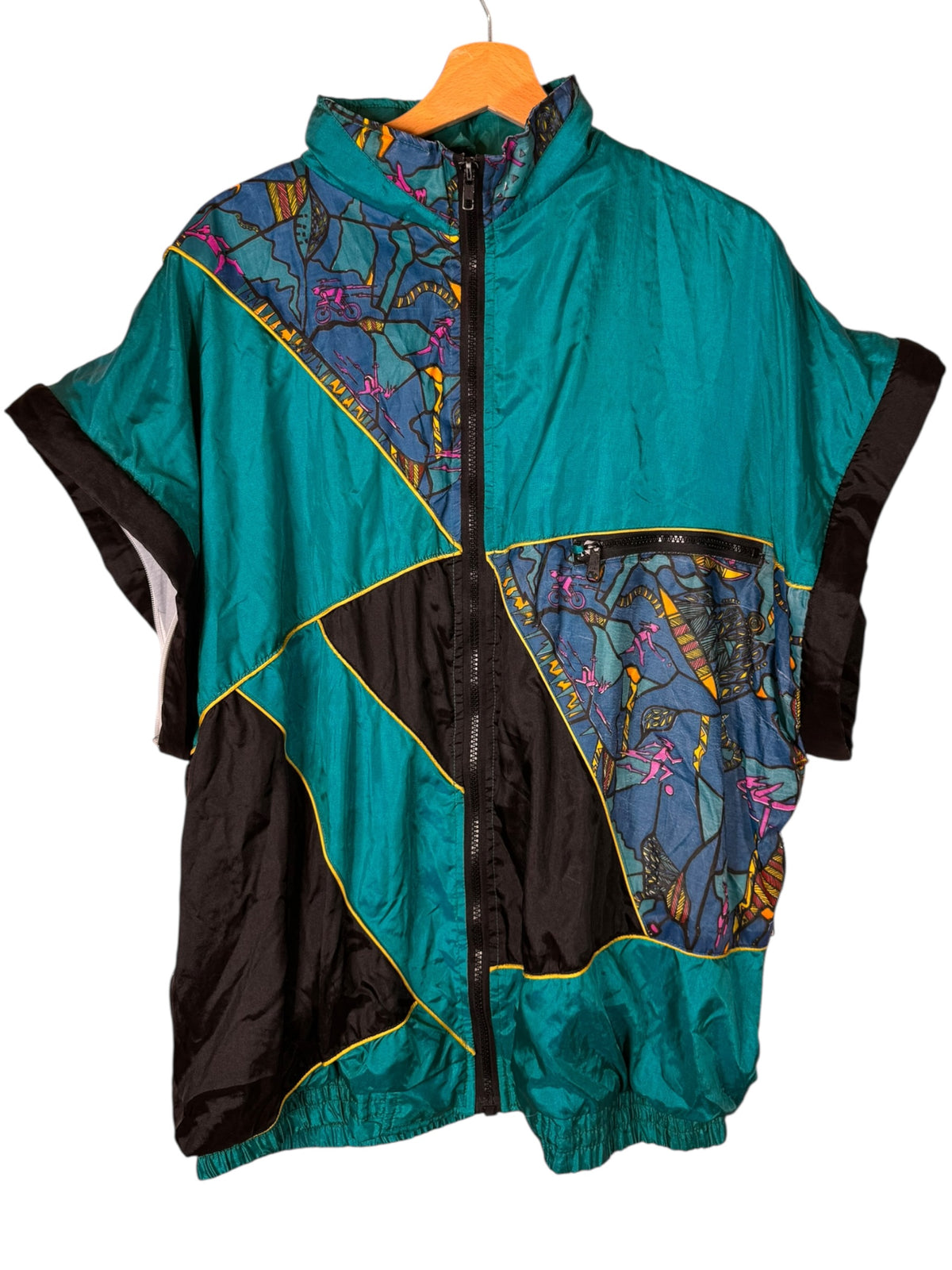 Giacca vintage anni 90 windbreaker fantasia sportiva oversize — foto 4