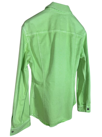 Camicia Giacca Versace in denim verde lime con dettagli metallici