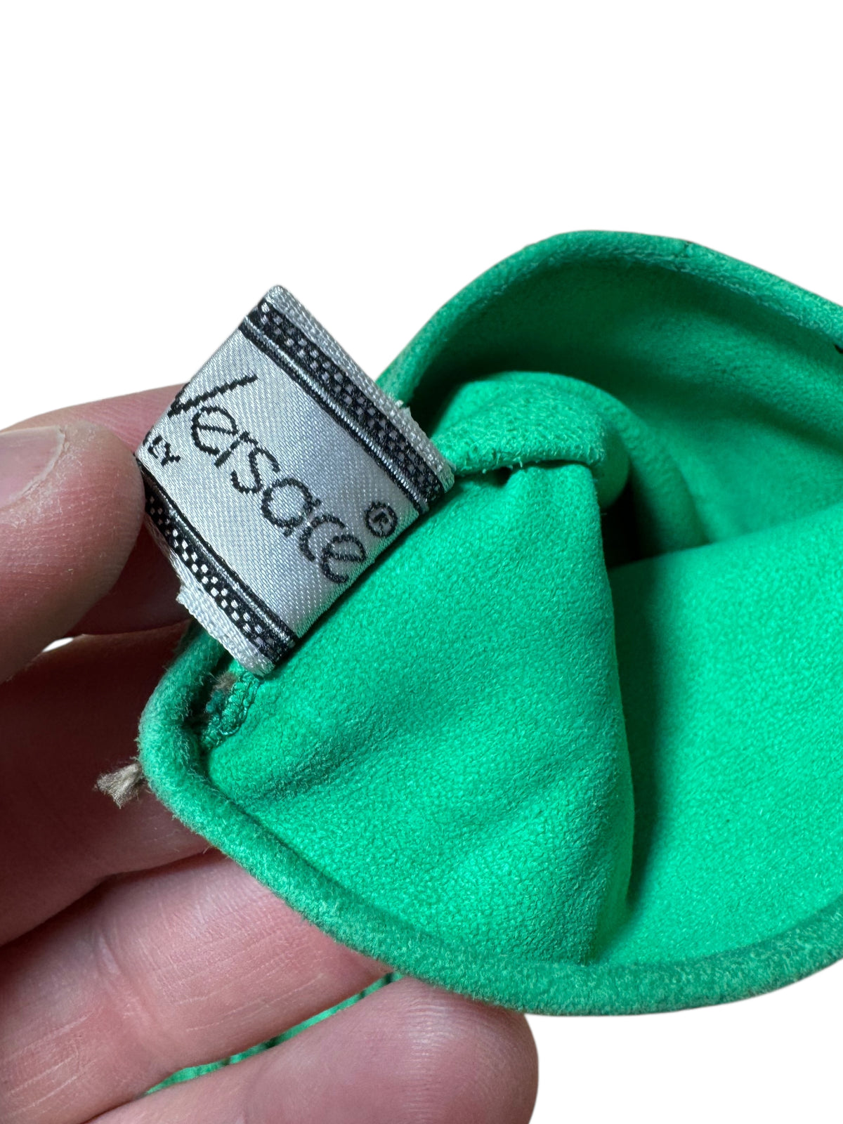 Guanti Gianni Versace vintage verde smeraldo in suede, taglia L — foto 5
