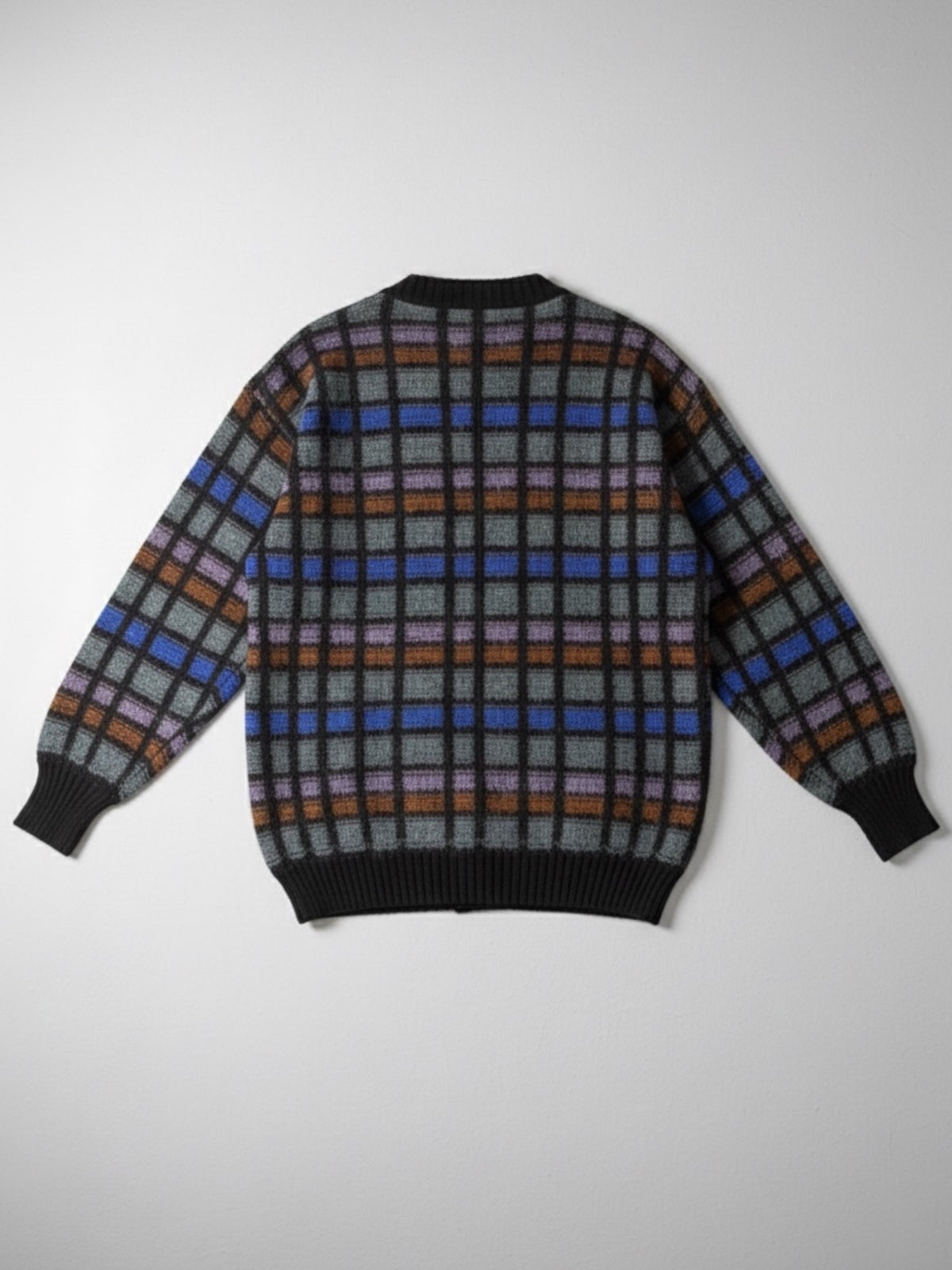 Cardigan Vintage a Quadri in Lana e Mohair — foto 3