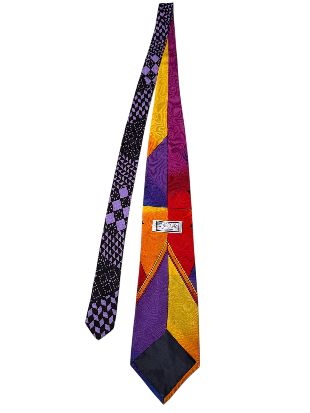Cravatta Versus Gianni Versace vintage in seta fantasia geometrica multicolor — foto 4
