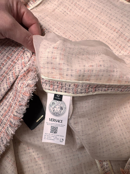 Gilet Versace tweed rosa crema con bottoni Medusa taglia 42 — foto 12