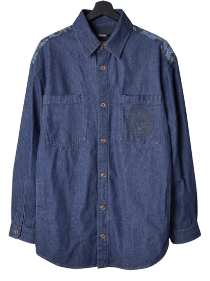 Giacca Camicia Versace in Denim con Medusa Ricamata – Taglia 56