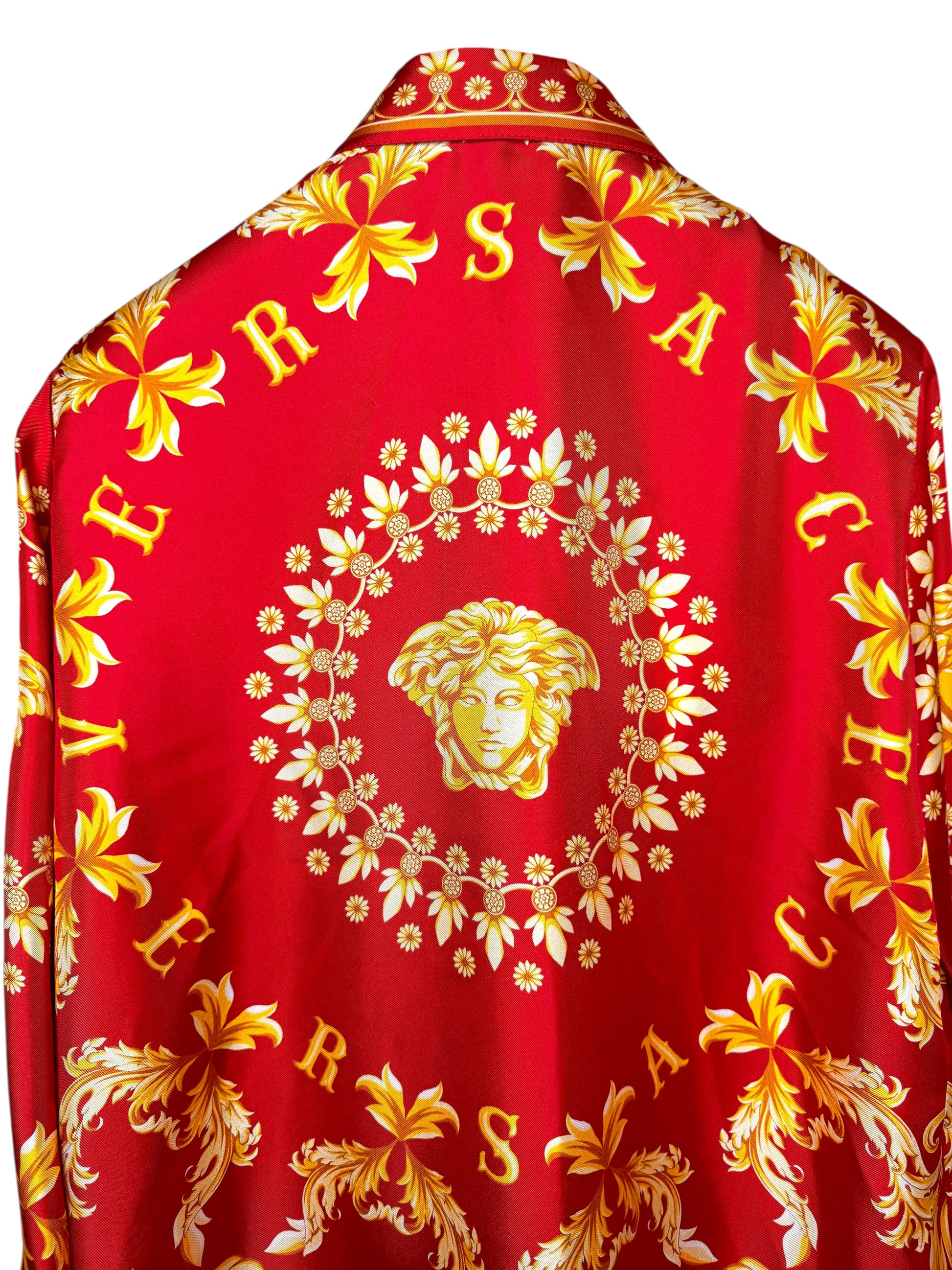 Camicia Versace seta rossa stampa Medusa barocco tg 36 - Difetto — foto 4