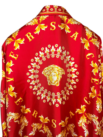 Camicia Versace seta rossa stampa Medusa barocco tg 36 - Difetto — foto 4