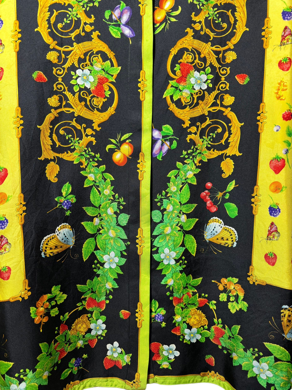 Gianni Versace camicia vintage donna stampa frutta e farfalle seta — foto 3