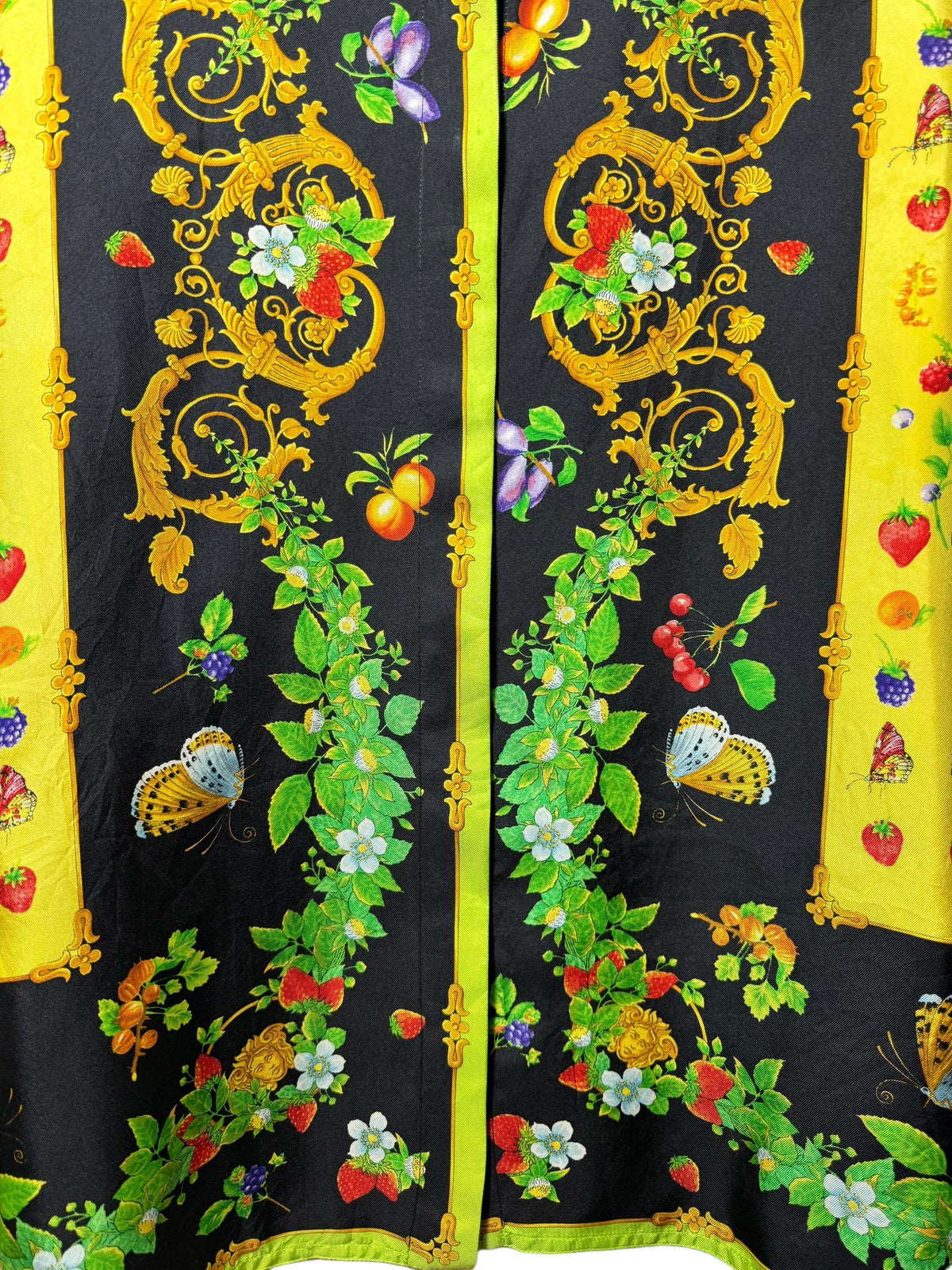 Gianni Versace camicia vintage donna stampa frutta e farfalle seta — foto 3