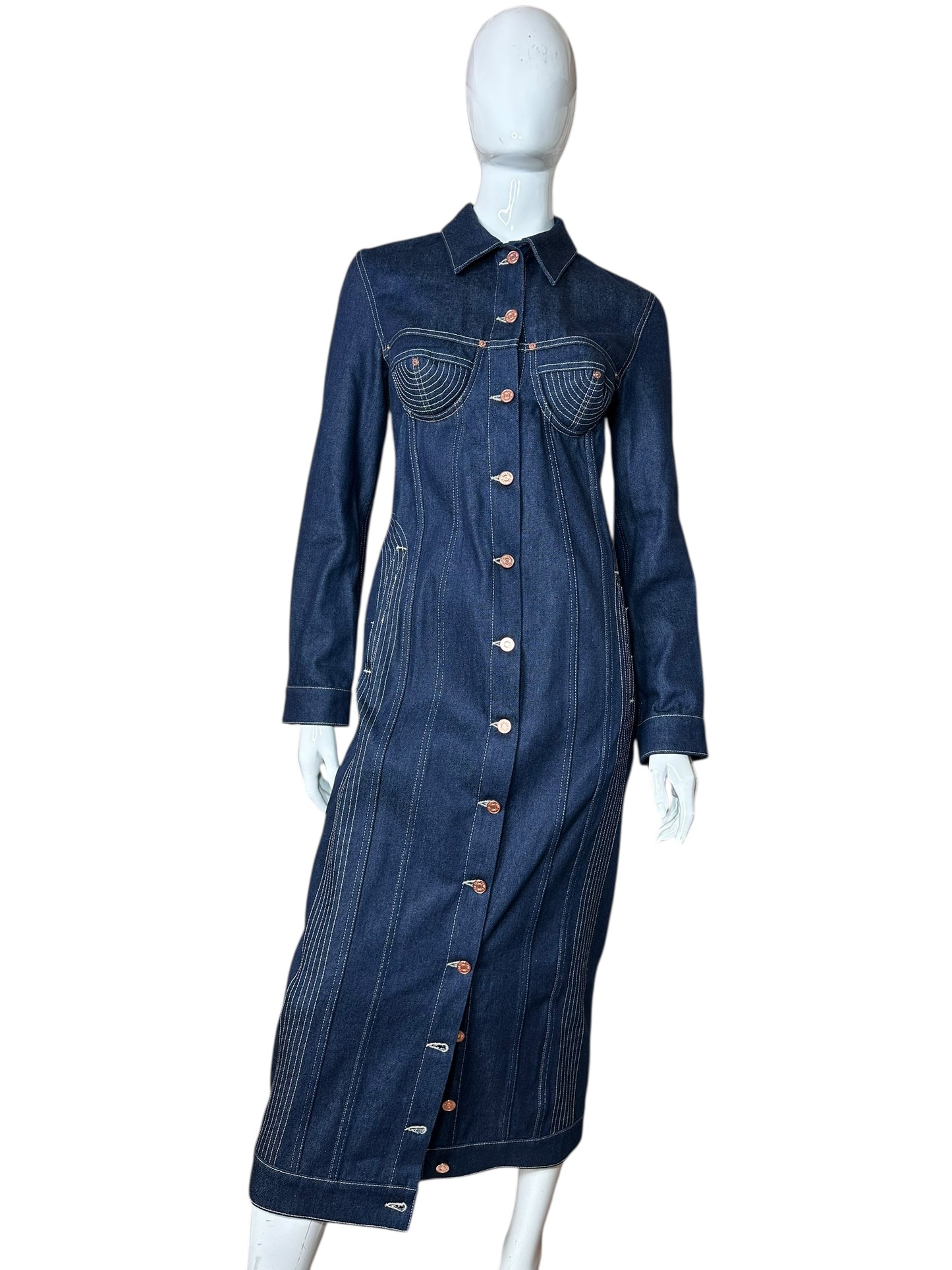 Jean Paul Gaultier maxi giacca in denim (S)