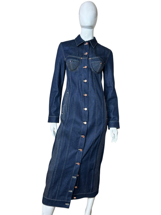 Jean Paul Gaultier maxi giacca in denim (S)