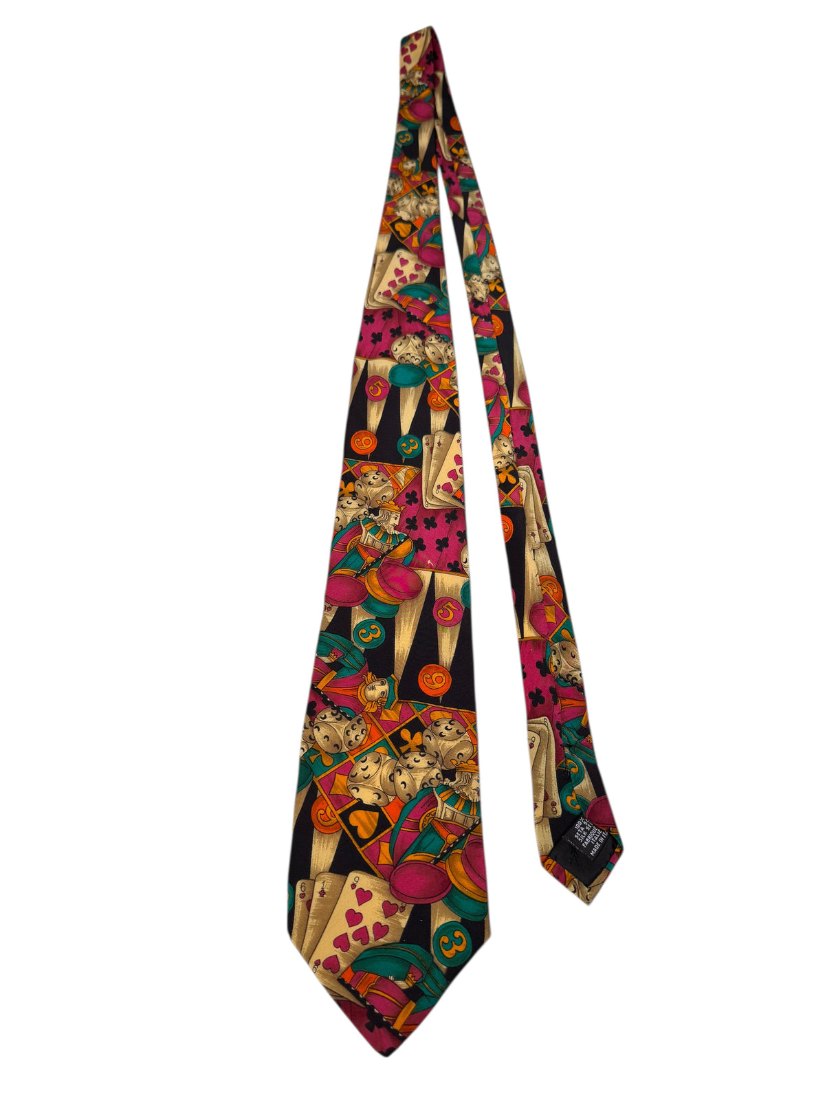 Cravatta Yves Saint Laurent vintage in seta fantasia carte da gioco