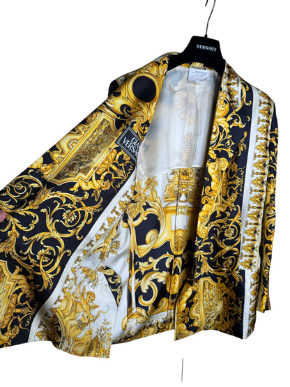 Gianni Versace Couture Blazer Vintage Anni ‘90 Barocco in Seta Donna IT 42