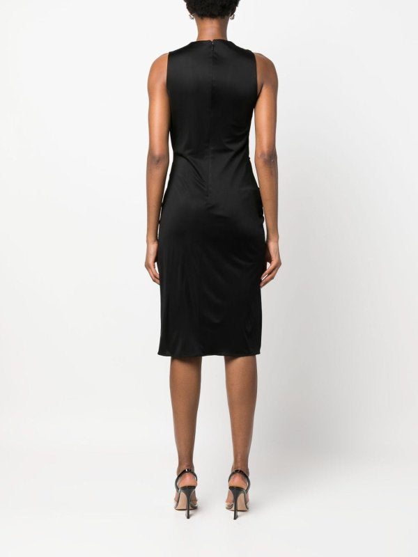 Abito Versace Nero Medusa Draped Jersey Made in Italy — foto 4