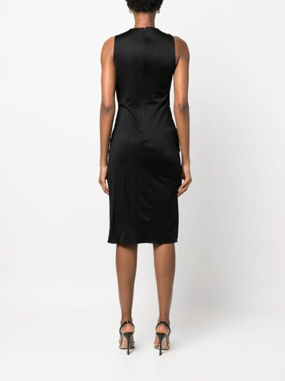 Abito Versace Nero Medusa Draped Jersey Made in Italy — foto 4