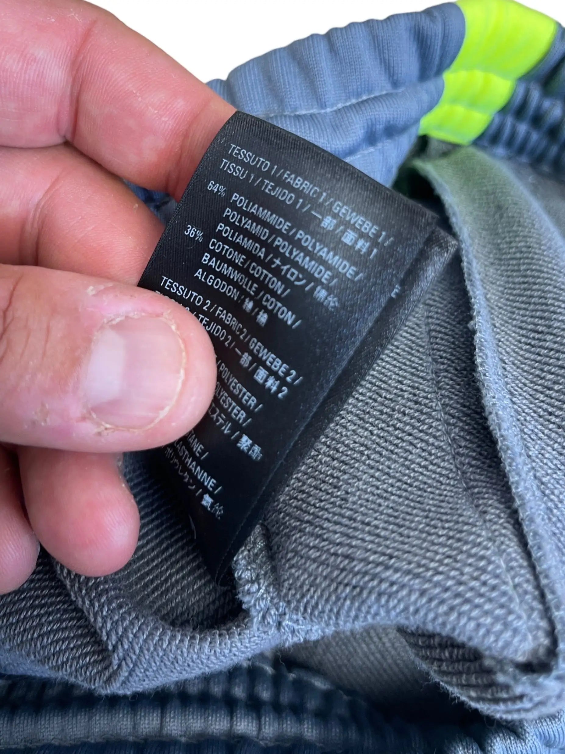 Balenciaga pantaloni tuta grigi con bande gialle logo ricamato taglia 46 — foto 4