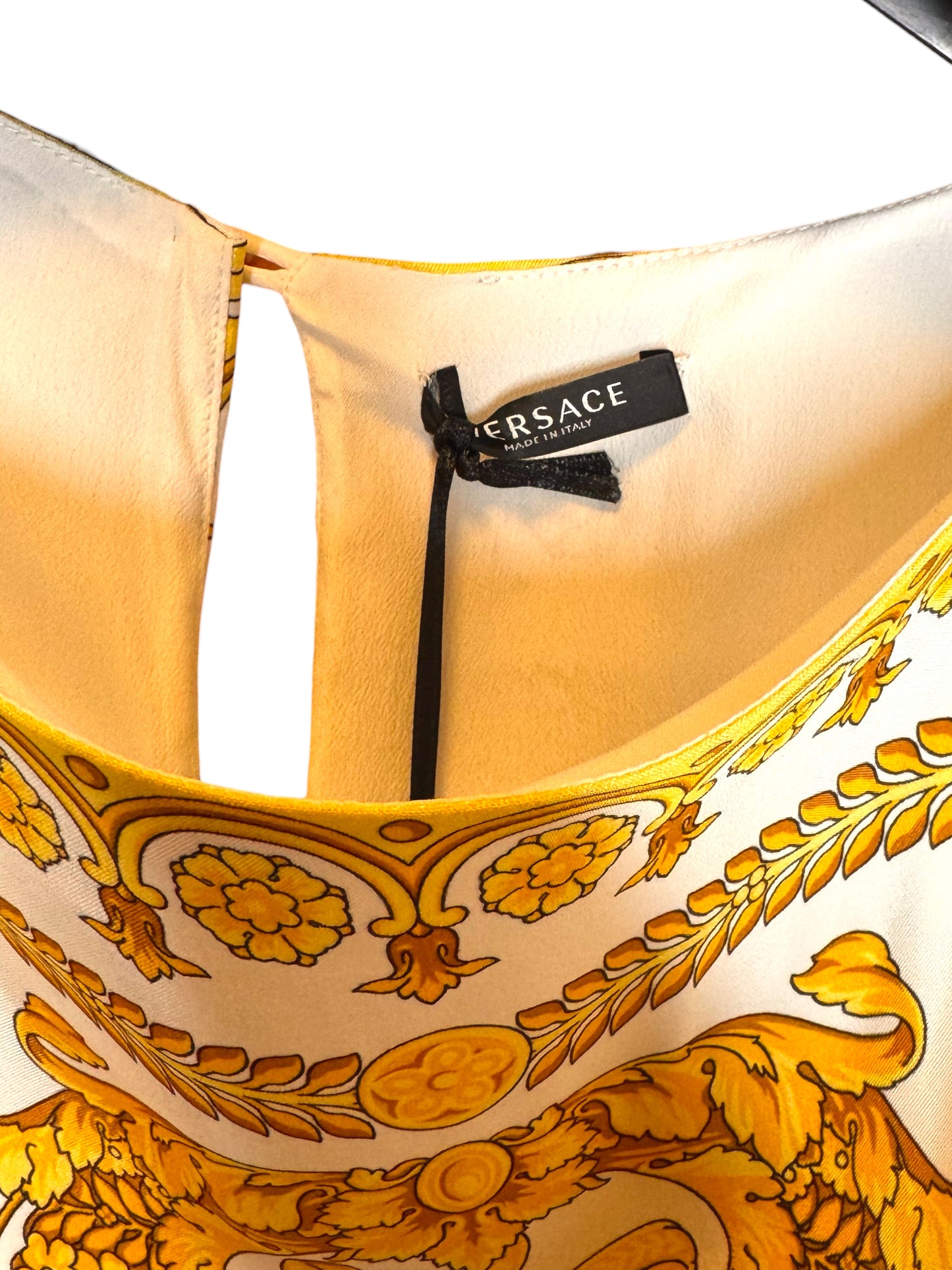 Versace abito corto stampa barocca oro viscosa Made in Italy nuovo — foto 5