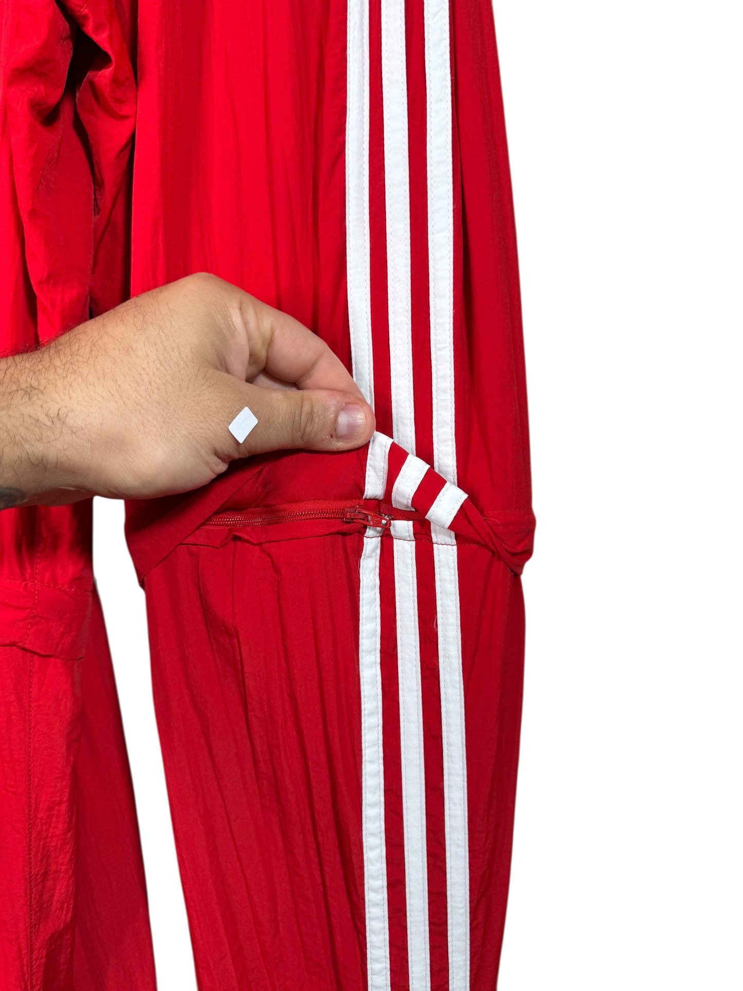 Pantaloni Balenciaga x Adidas rossi in nylon con stivale integrato – Taglia 36