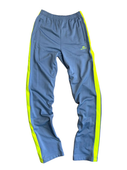 Balenciaga pantaloni tuta grigi con bande gialle logo ricamato taglia 46