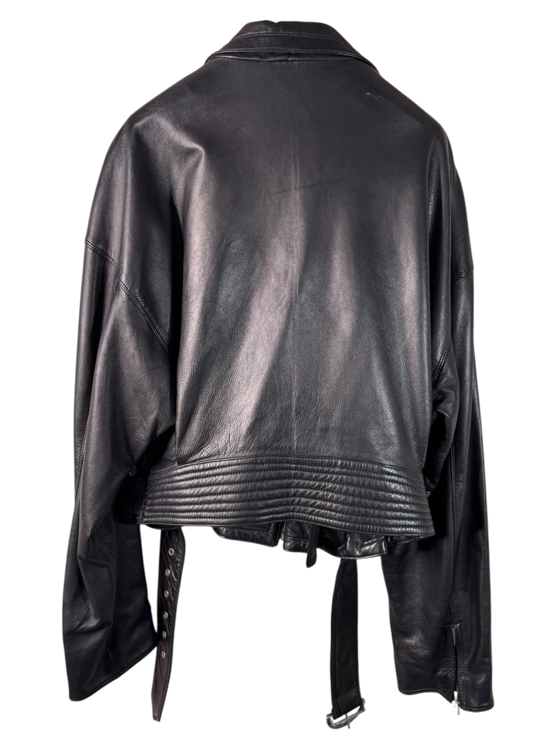Gianni Versace SS 1994 biker jacket in pelle nera con dettagli Medusa tg 44 — foto 11