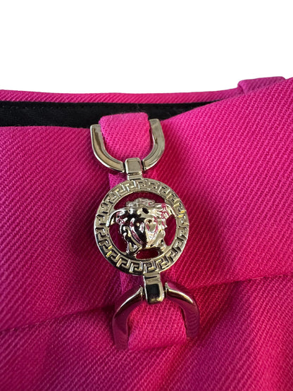 Versace pantaloni flare rosa Medusa lana vergine Made in Italy - taglia 40