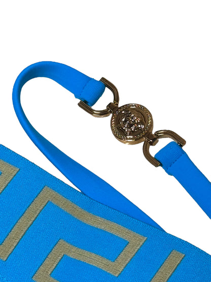 Slip Bikini Versace Donna Azzurro – Greca e Medusa con Cinturino, Taglia 1, Made in Italy