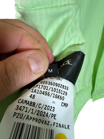 Versace completo giacca e pantaloni in velluto a coste verde lime Made In Italy.