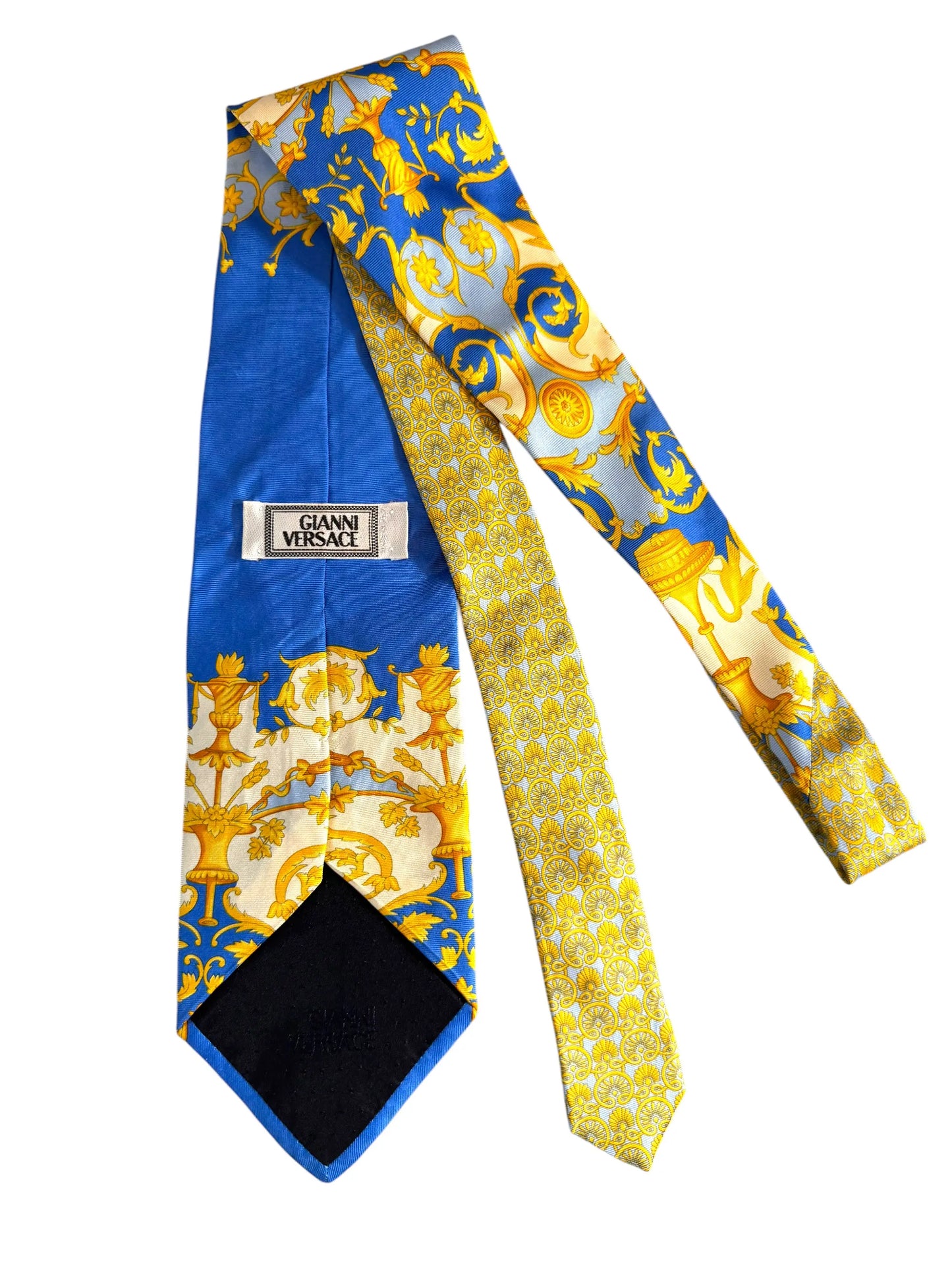 Versace Cravatta Medusa Baroque Blu Oro Made in Italy