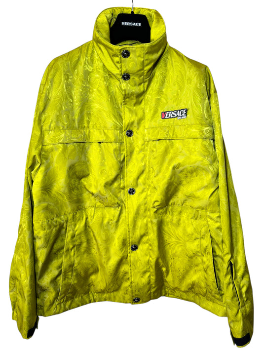 Giacca Versace Milano gialla con motivo Barocco tono su tono – Taglia 48