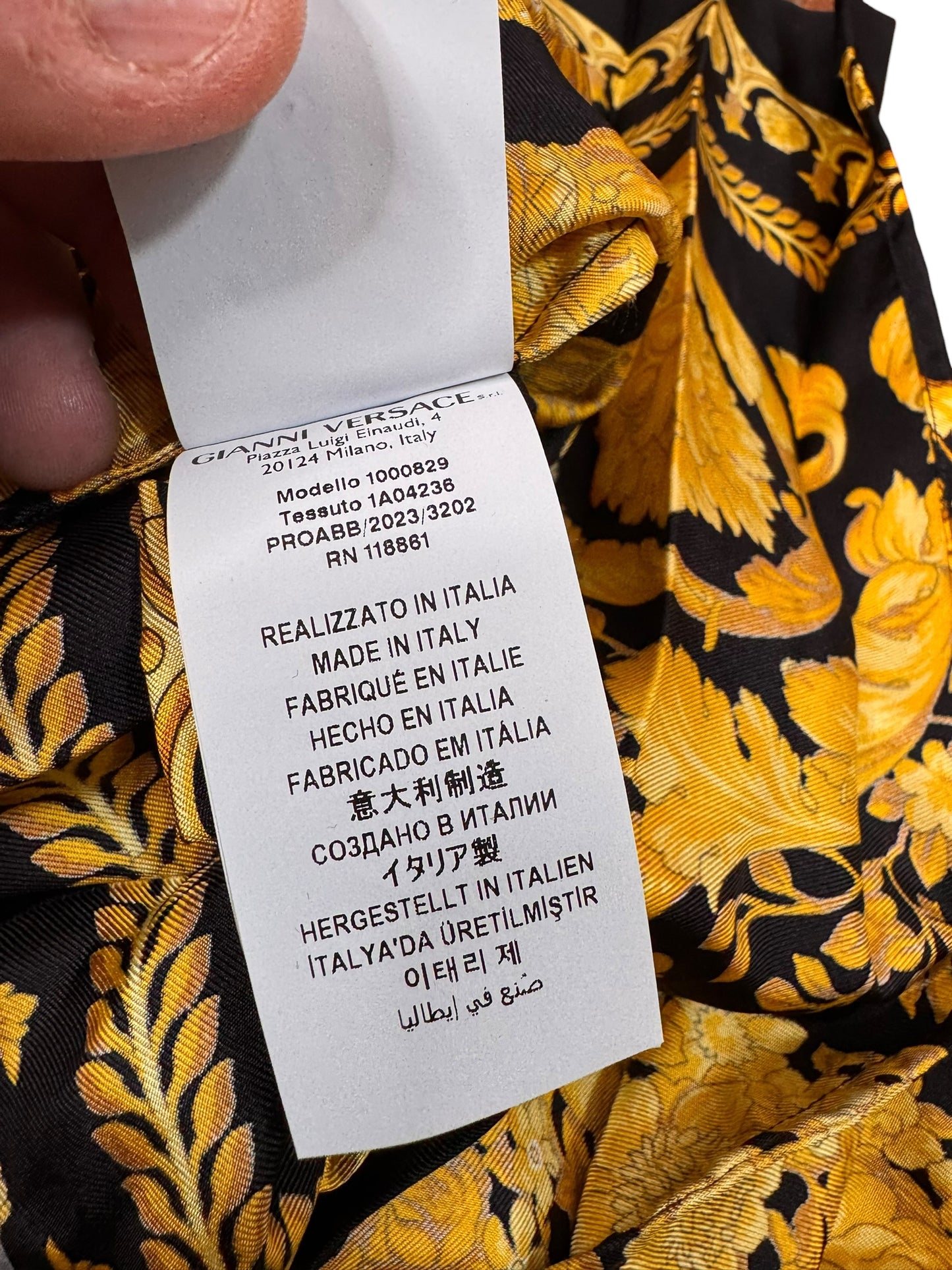 Gonna Versace seta twill stampa barocco oro taglia 38 Medusa — foto 7