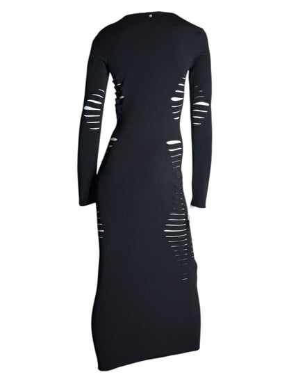 Versace Abito Lungo Nero Cut-Out in Maglia – Taglia IT 42 – Made in Italy.