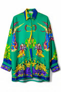 Camicia Gianni Versace Sport vintage in seta stampa Samurai – Made in Italy.