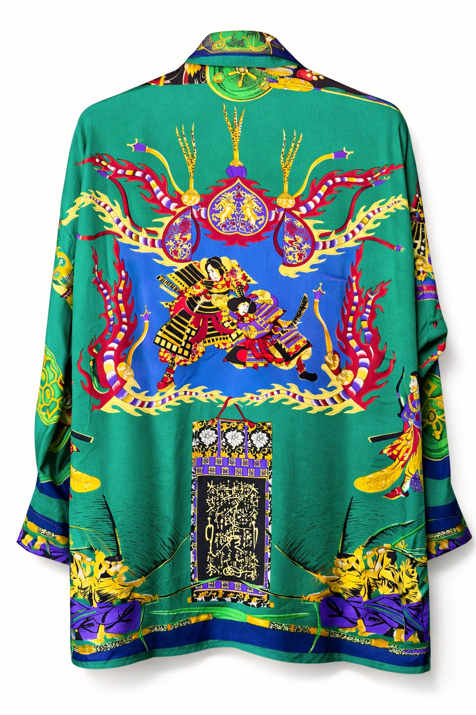 Camicia Gianni Versace Sport vintage in seta stampa Samurai – Made in Italy. — foto 2