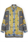 Camicia Versace Sport vintage seta fantasia barocca grigia tg 40 over M