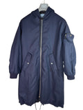 Prada parka lungo blu navy in lana vergine con cappuccio taglia 40