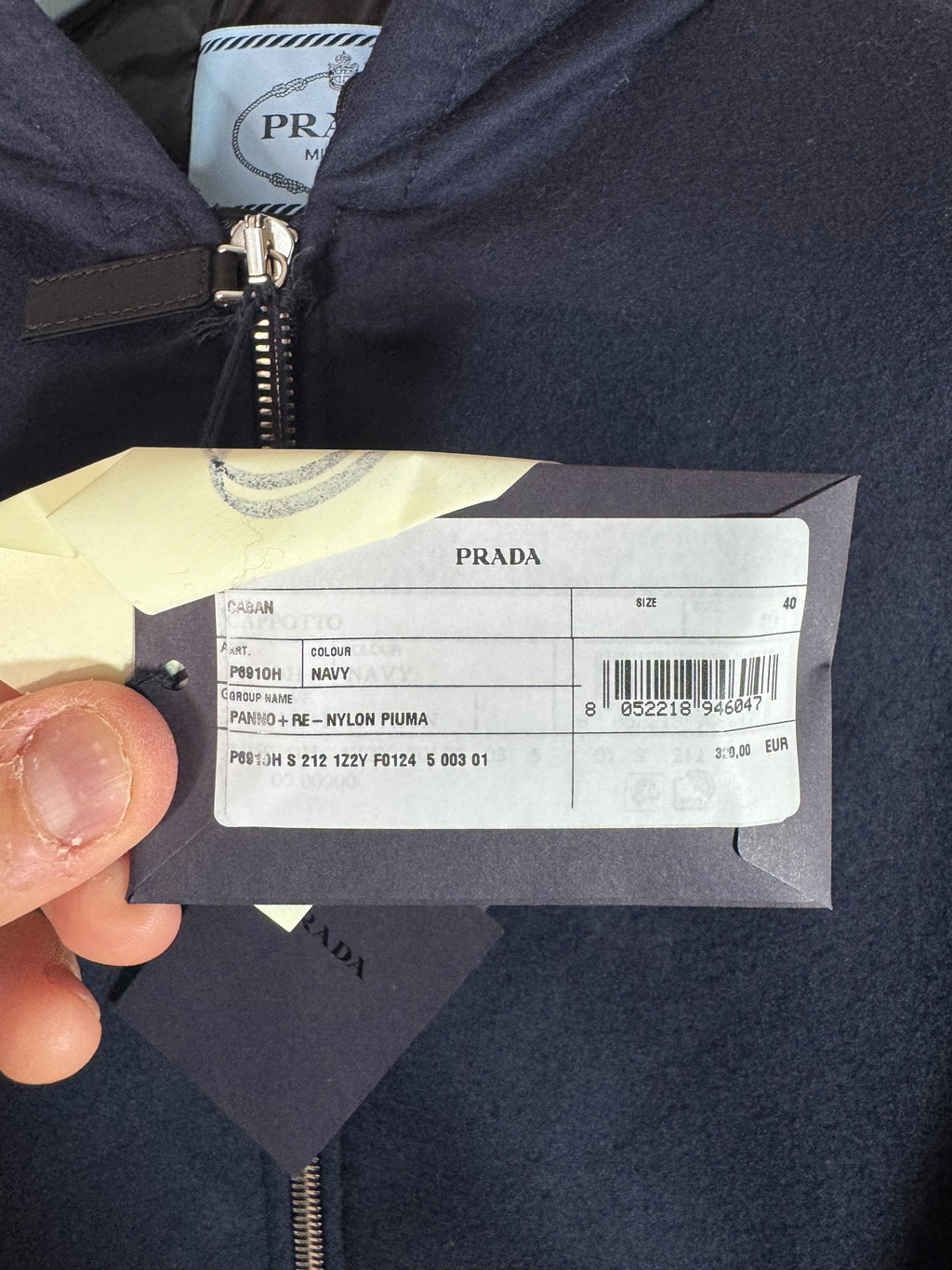 Prada parka lungo blu navy in lana vergine con cappuccio taglia 40